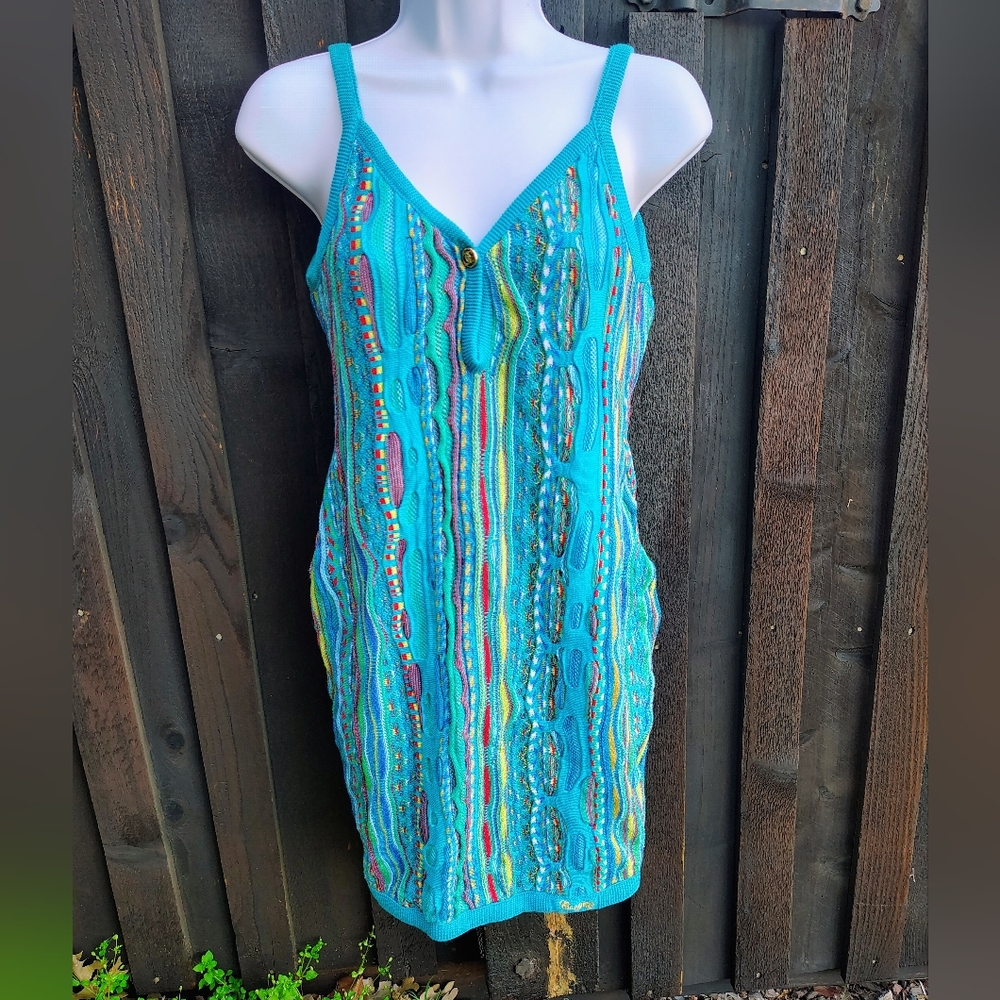 COOGI Turquoise Multicolor Mini Dress